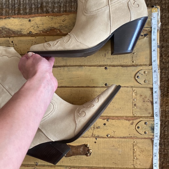 TORAL TALL COWBOY BOOTS SUEDE LEATHER HIGH TALL BOOTS WESTERN NEUTRAL BEIGE 38 - Picture 11 of 17